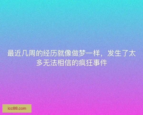 最近几周的经历就像做梦一样,发生了太多无法相信的疯狂事件 最近几周的经历就像做梦一样,发生了太多无法相信的疯狂事件
