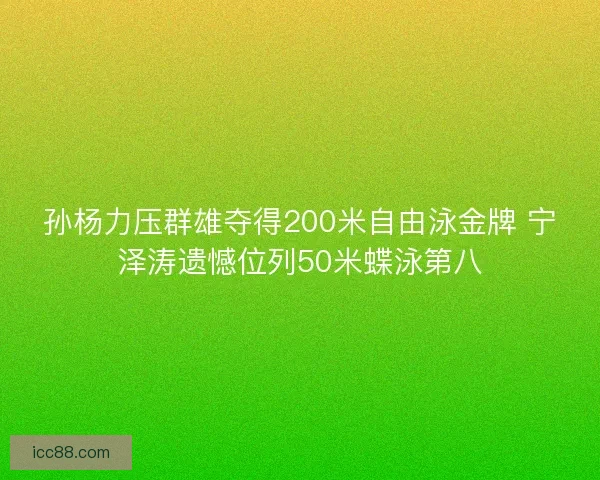 孙杨力压群雄夺得200米自由泳金牌 宁泽涛遗憾位列50米蝶泳第八