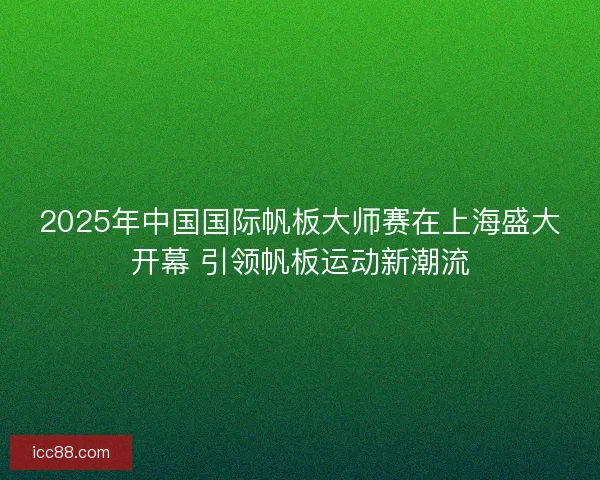2025年中国国际帆板大师赛在上海盛大开幕 引领帆板运动新潮流 2025年中国国际帆板大师赛在上海盛大开幕 引领帆板运动新潮流